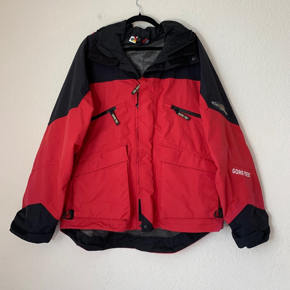 Bass Pro Shops Pro Qualifier Jacket Mens L Red Gore-Tex Rain Gorpcore Hiking